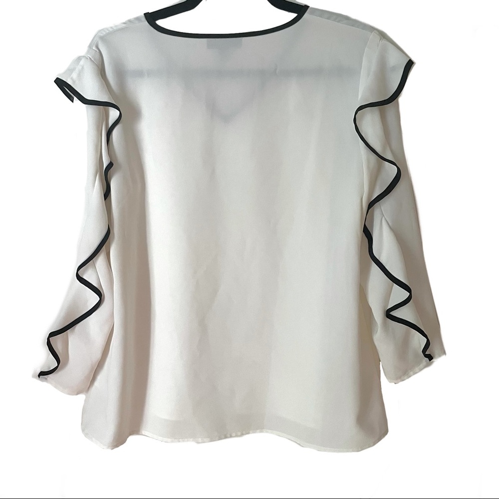 Alfani Women's Petite Piped Ruffle Sleeve Top PL - Picture 10 of 13